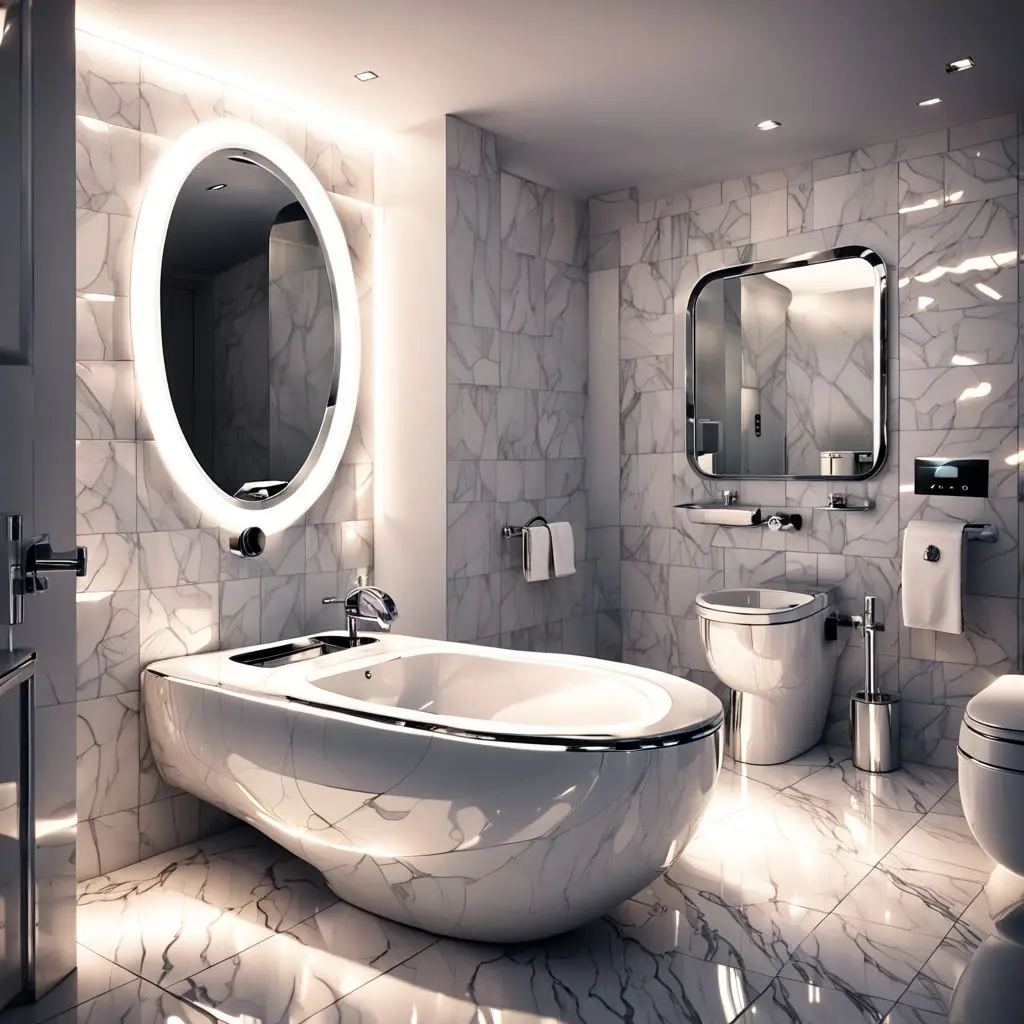 Bathroom with backlit mirror 3