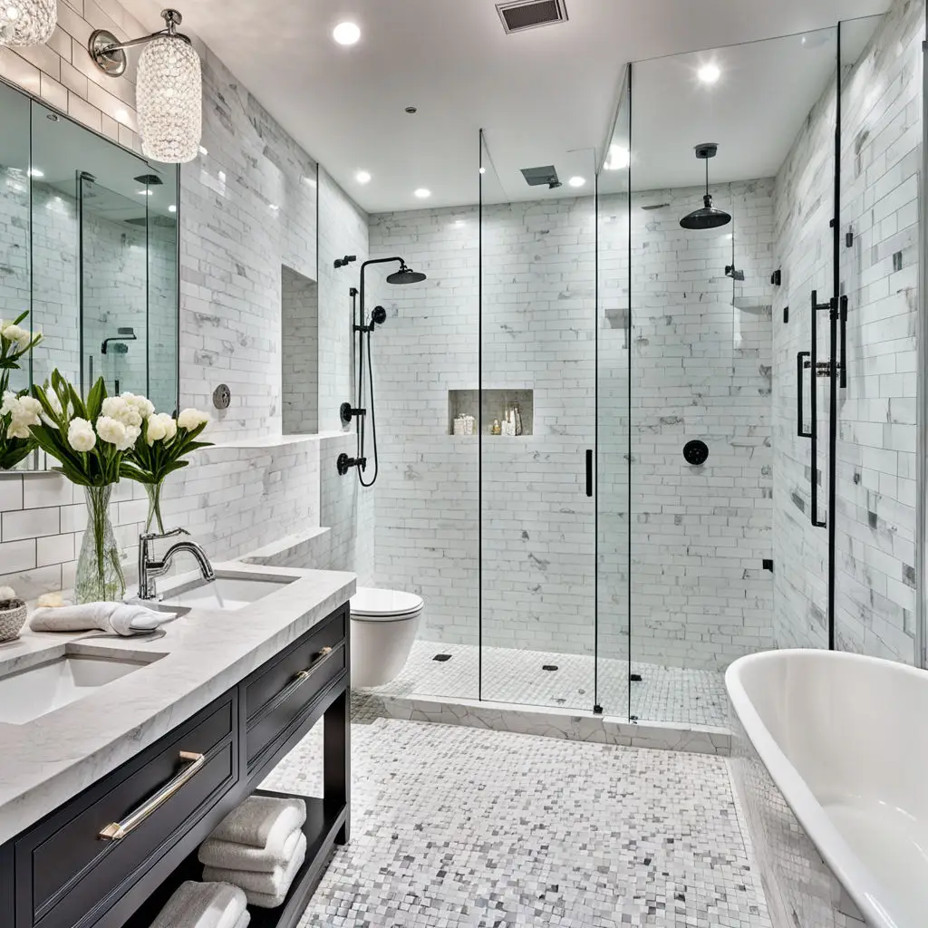 Bathroom with glass shower walls 9