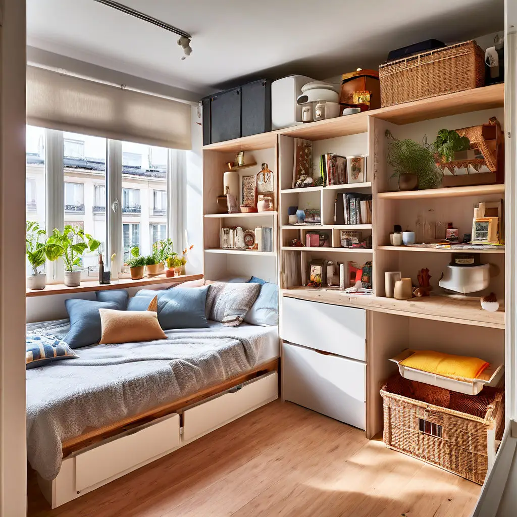 Bed with rolling drawers and storage bins underneath 6