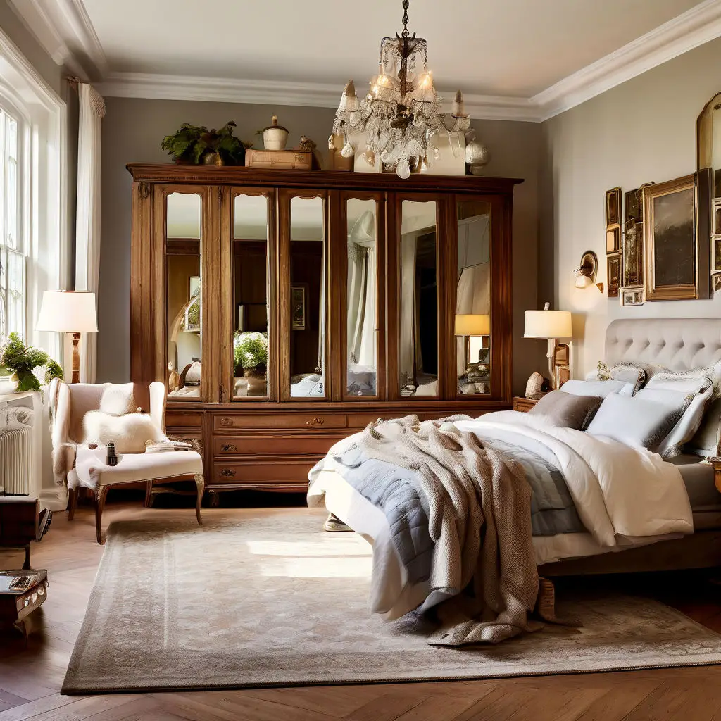 Bedroom with a large mirror on a wardrobe door reflecting natural light 4