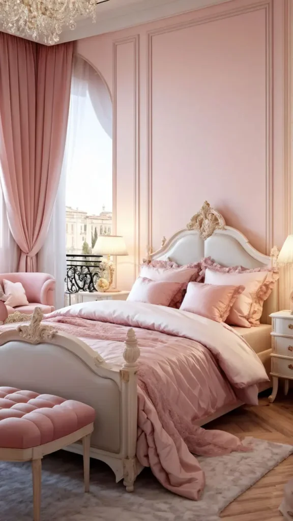 Bedroom with a pink palace theme 18