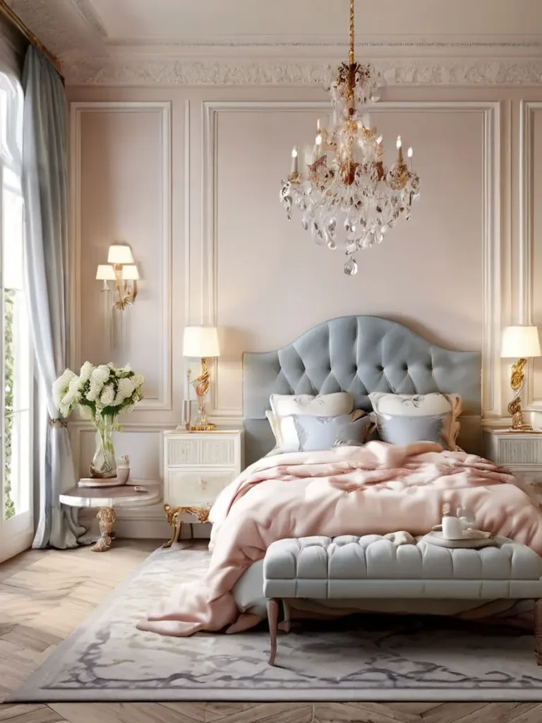 Bedroom with blush-colored decor 24