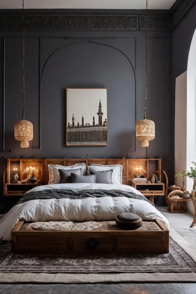 Bedroom with charcoal-colored decor 33