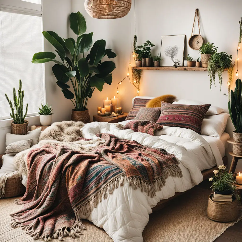 Bedroom with creative decor and cozy elements 17