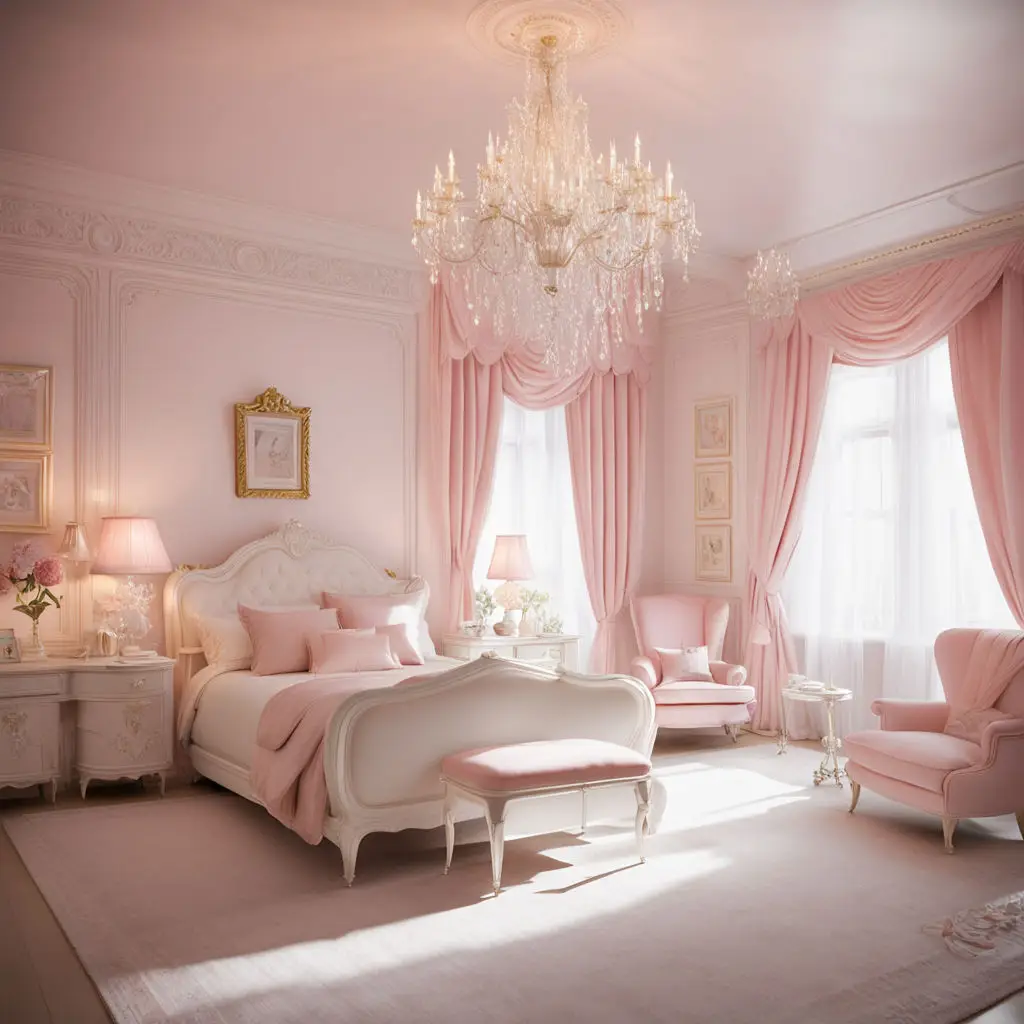 Bedroom with pink and polished decor 22