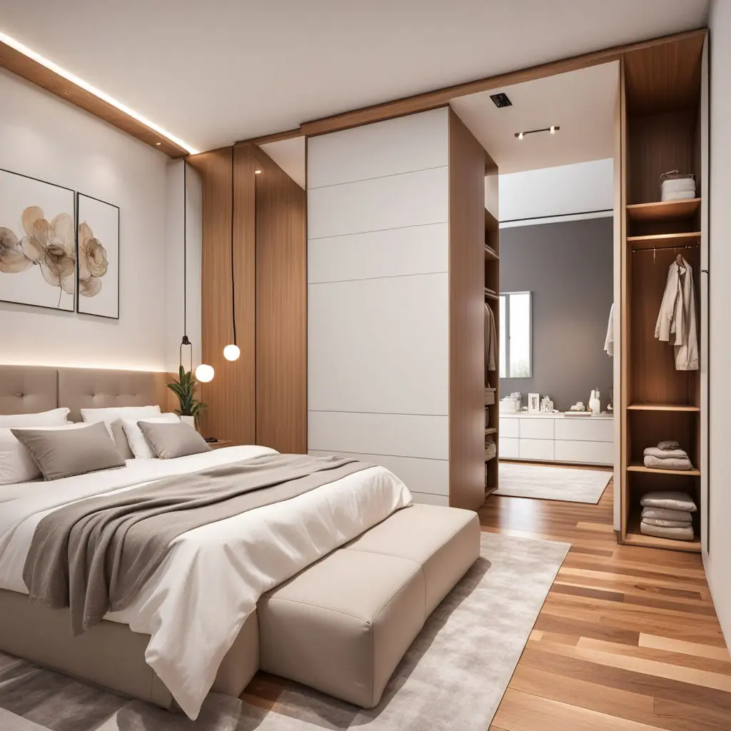 Bedroom with sliding closet doors and a modern design 5