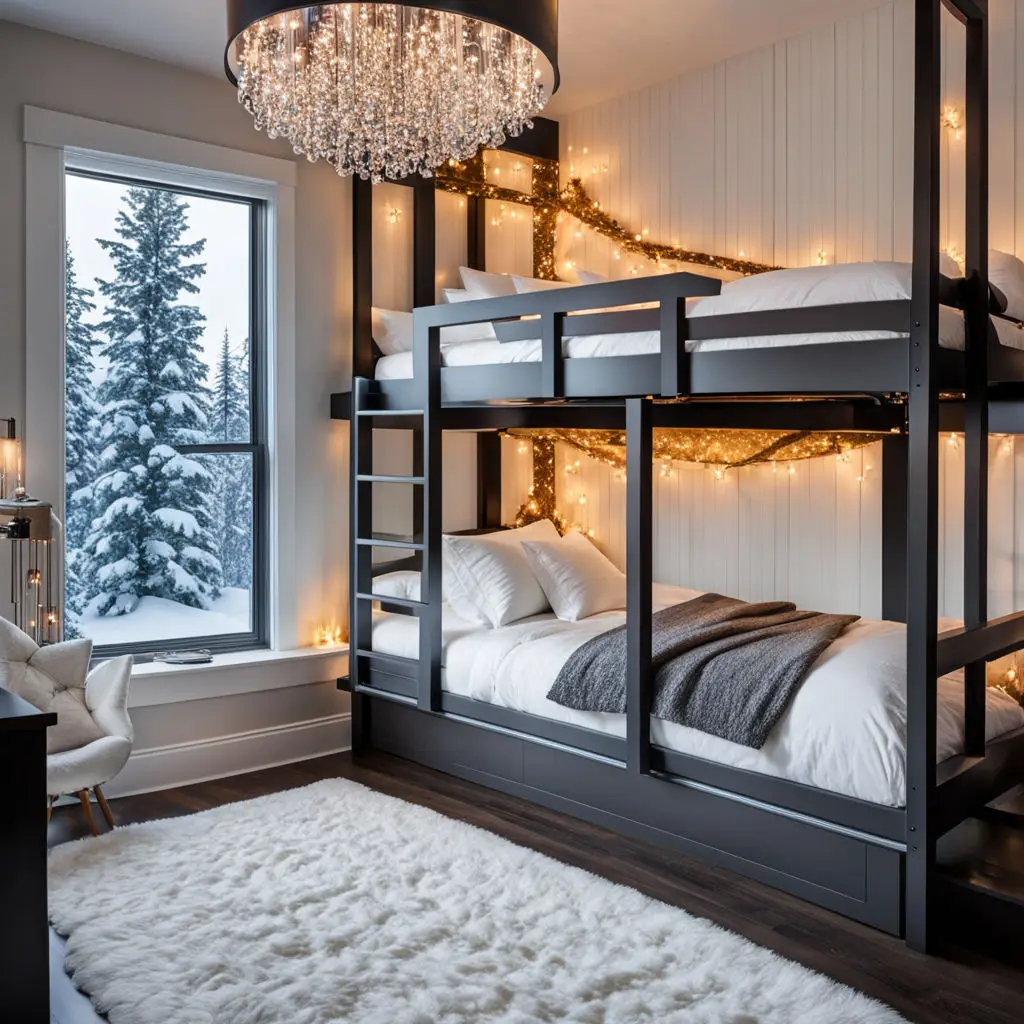 Bedroom with stylish bunk beds 21