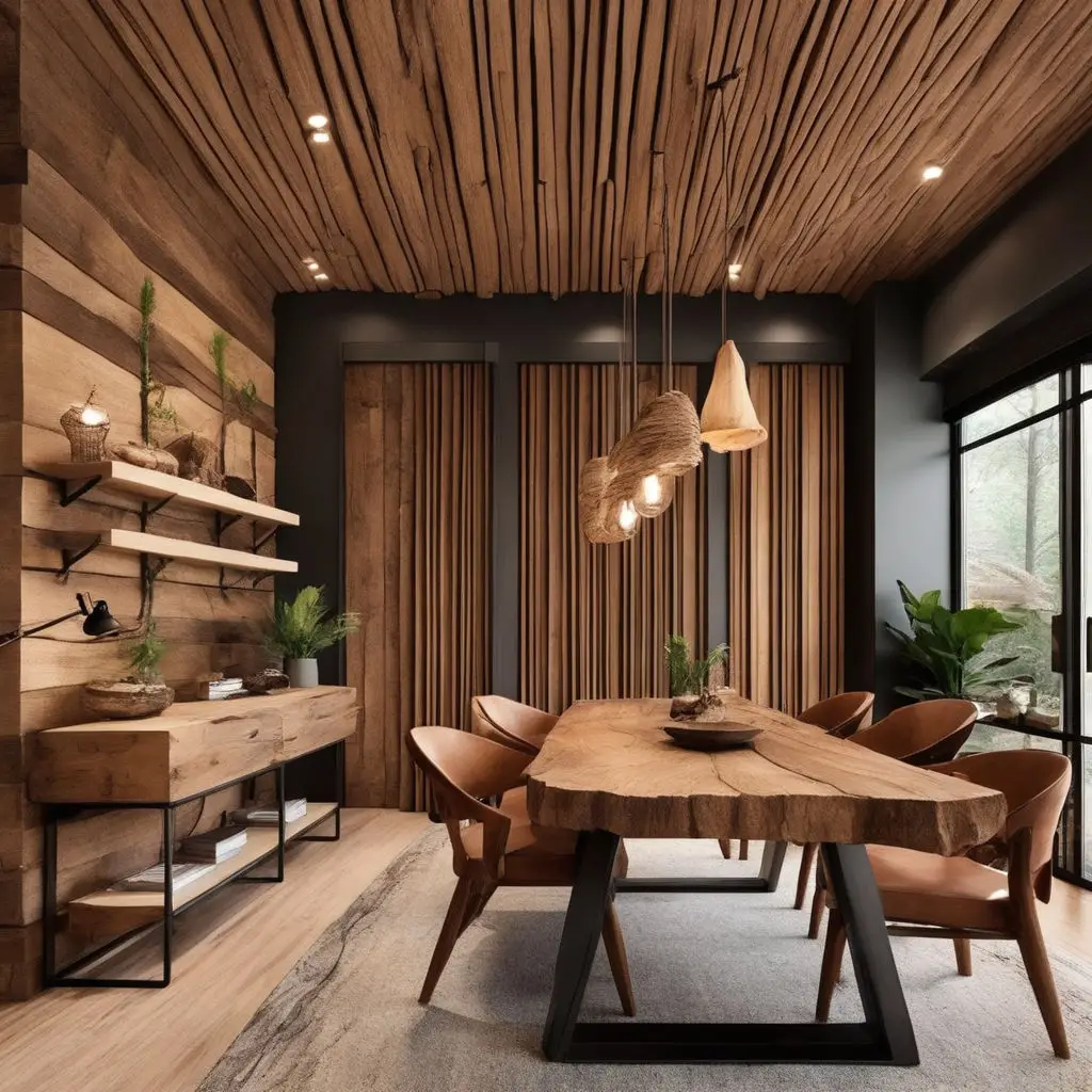 Japandi dining area with natural wood elements 2.0