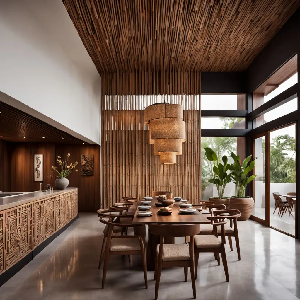 Japandi dining area with natural wood elements 2.1