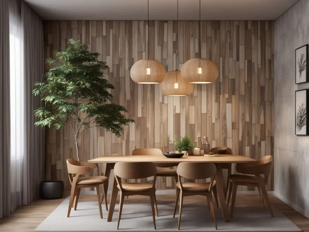 Japandi dining area with natural wood elements 2.2