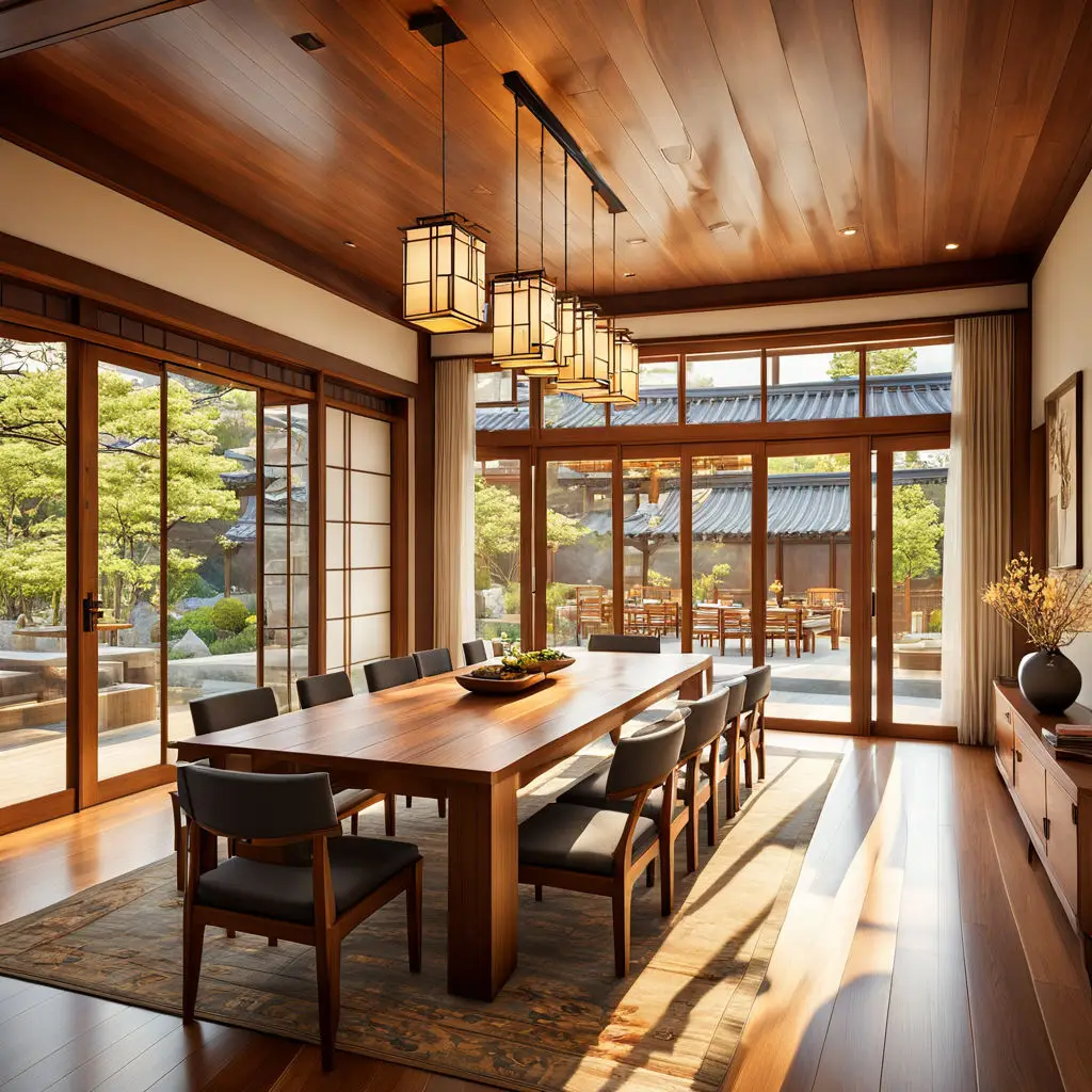 Japandi dining area with natural wood elements 2.3