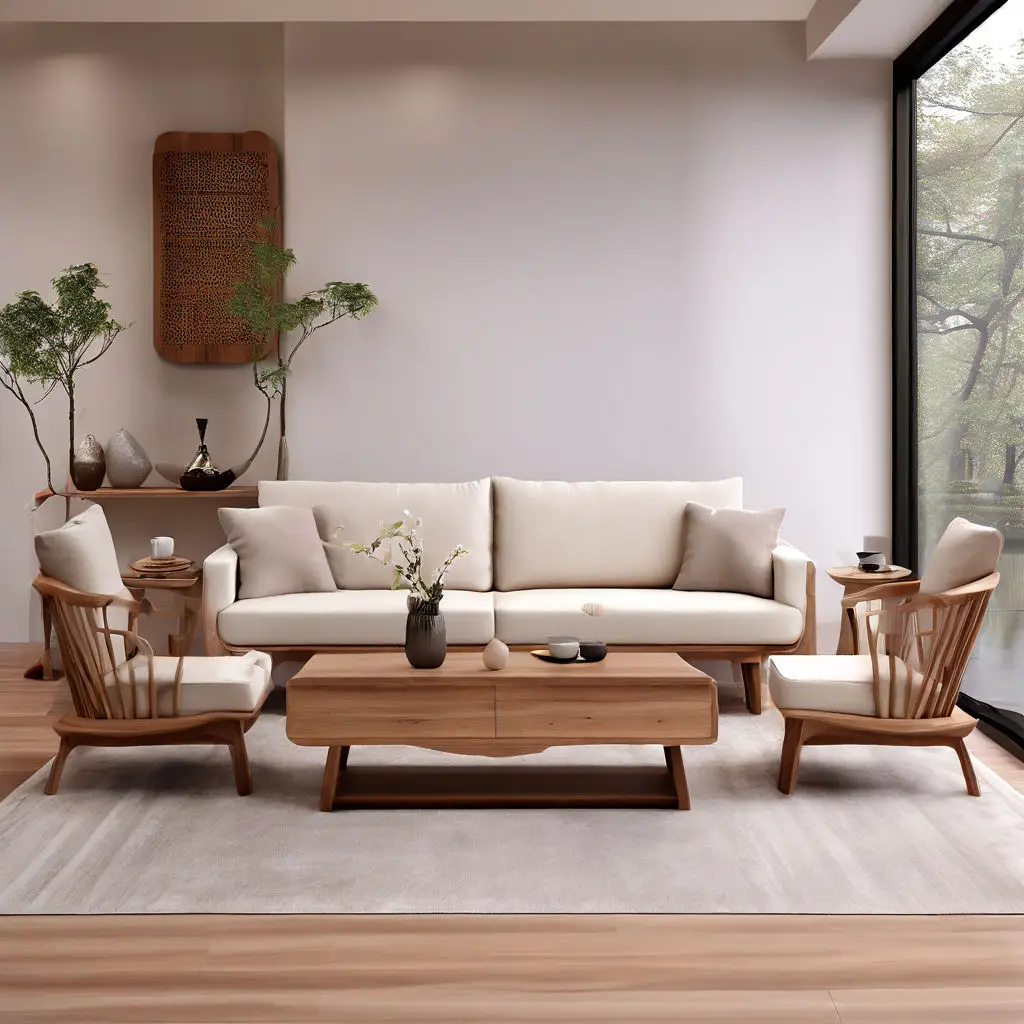 Japandi furniture with clean lines 7.4