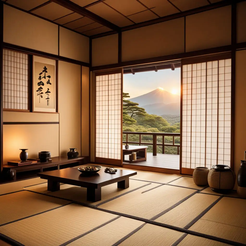 Japandi room with Japanese sliding doors 5.1