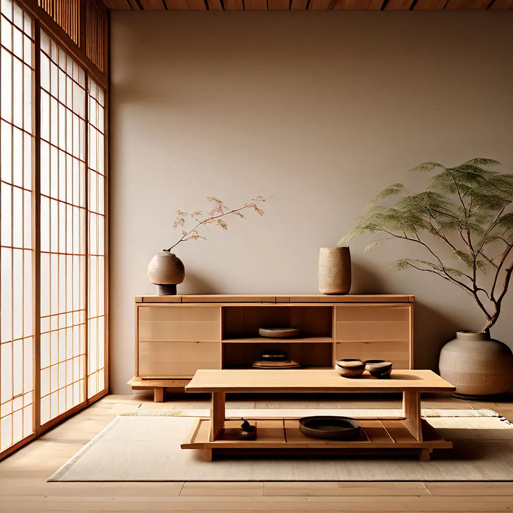 Japandi room with minimalist furniture 3.1