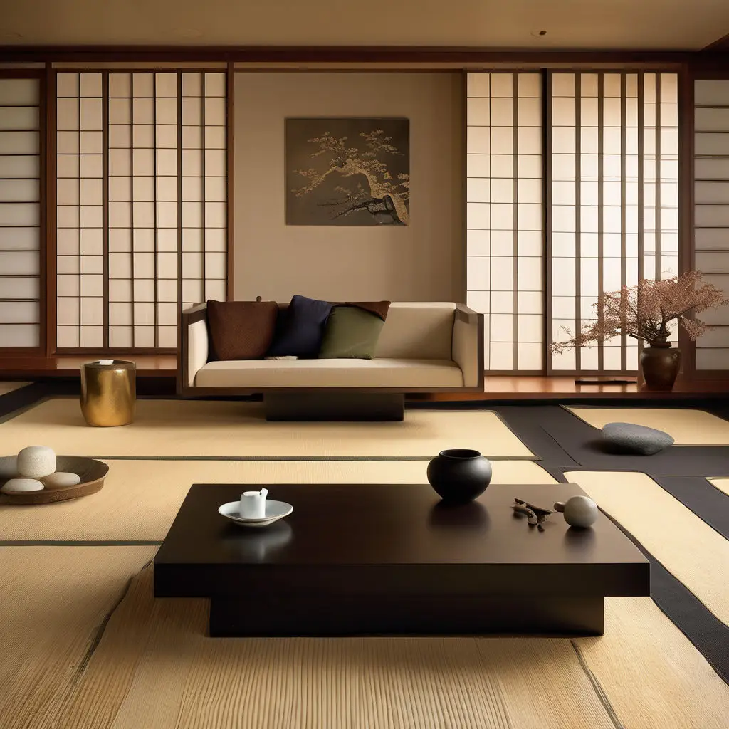 Japandi room with minimalist furniture 3.2