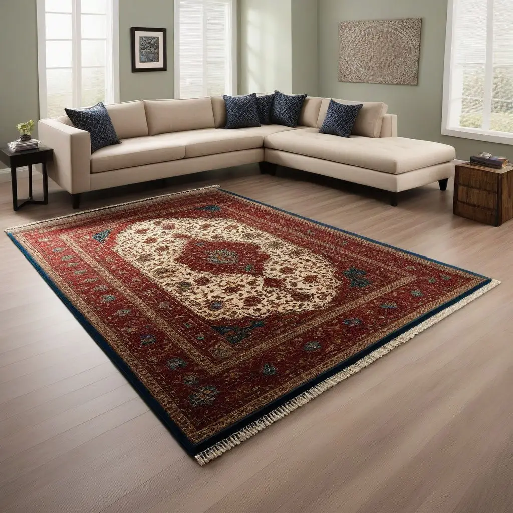 Japandi rug with subtle patterns 8.3