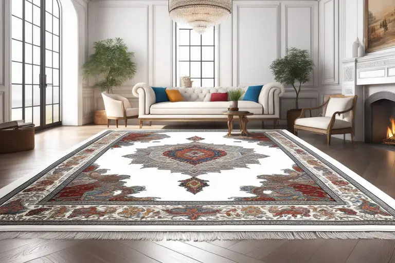 Japandi rug with subtle patterns 8.4