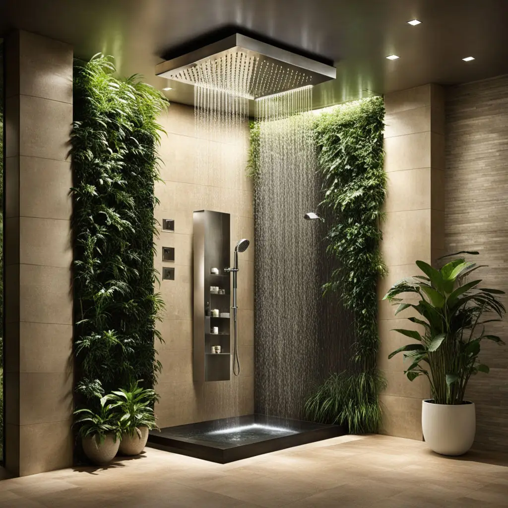 Shower with rainfall showerhead 4