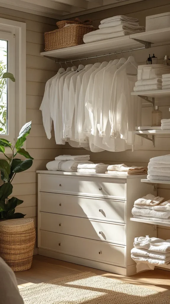 1. Ceiling-Mounted Clothing Rack