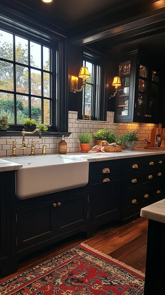 12. Black Farmhouse Kitchen