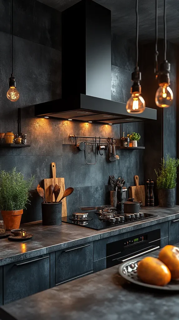 16. Black and Concrete Kitchen Design