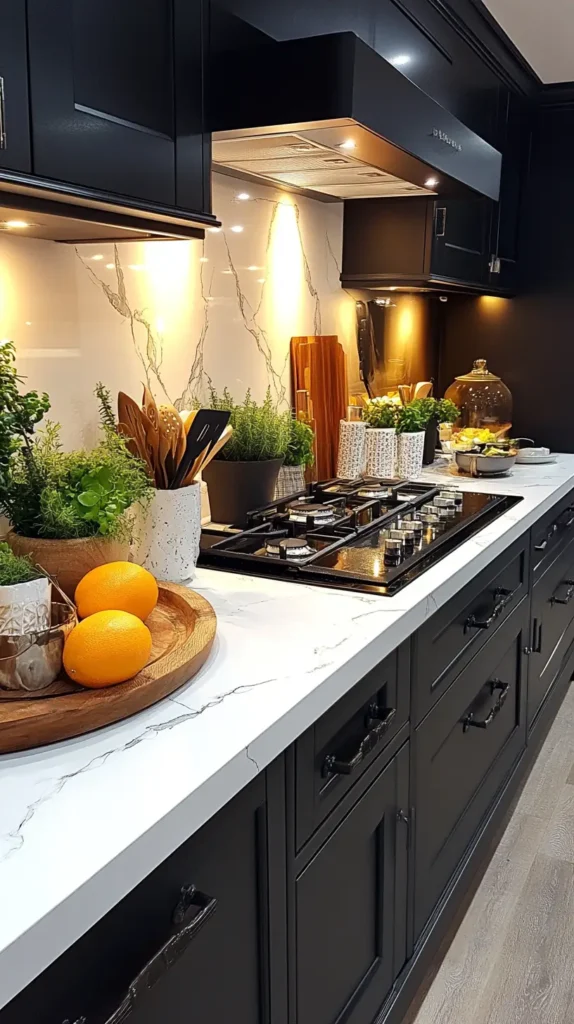 2. Black and White Kitchen Contrast