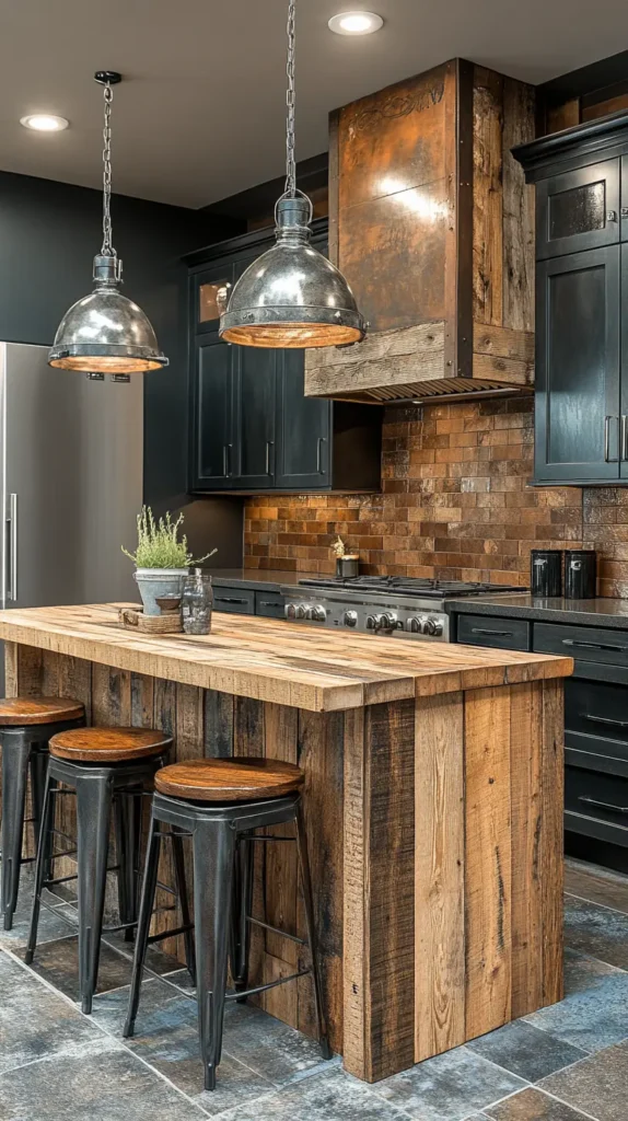 21. Black and Woodgrain Kitchen