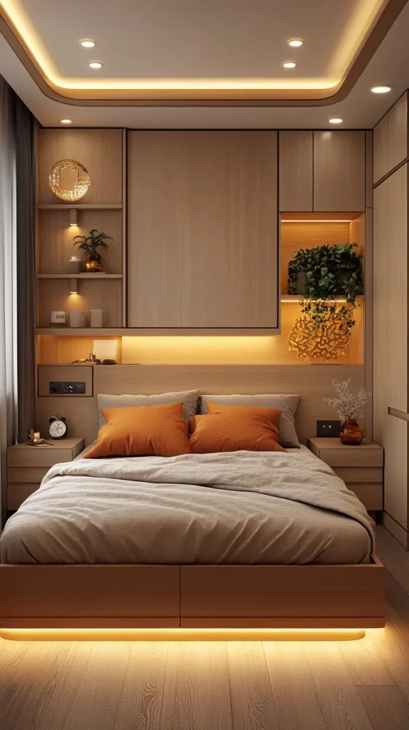 25. Bed Frame with Built-in Nightstands