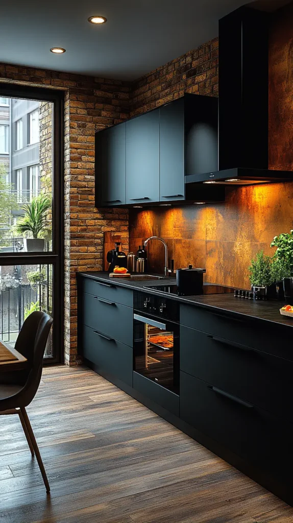 25. Black and Warm Neutral Kitchen