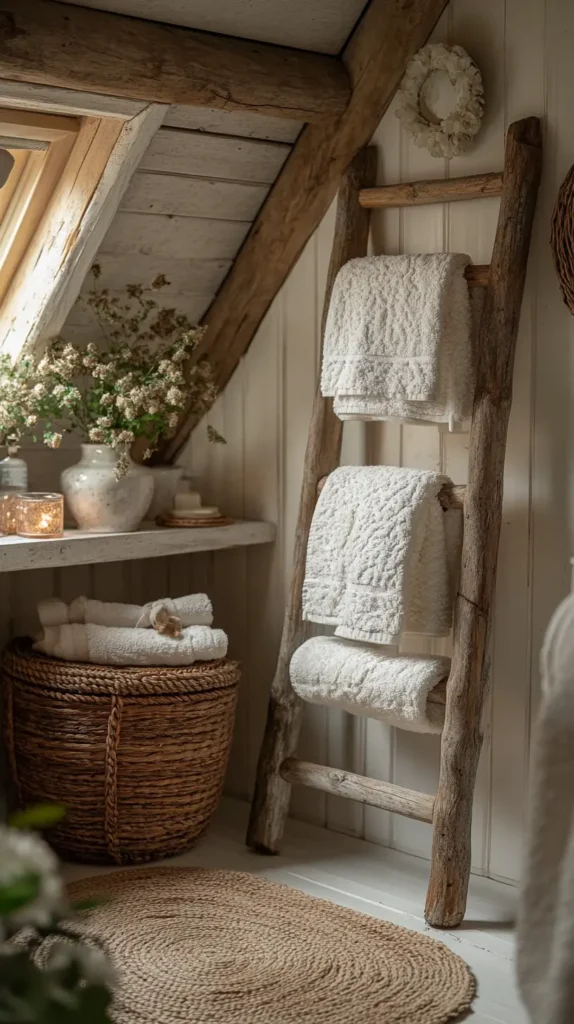 27. Vintage Ladder as Towel Rack