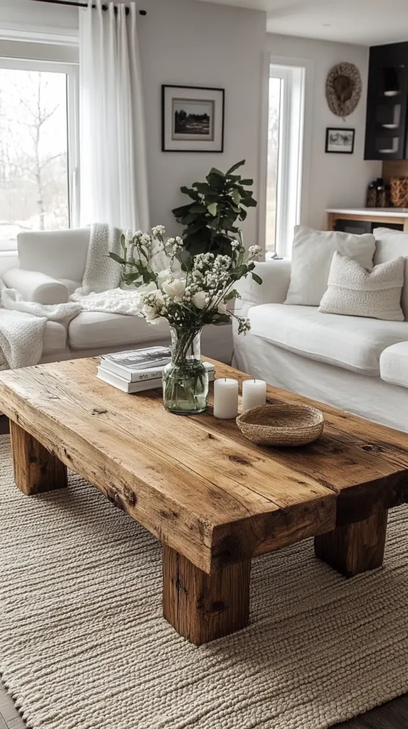 30. Rustic Wooden Coffee Table