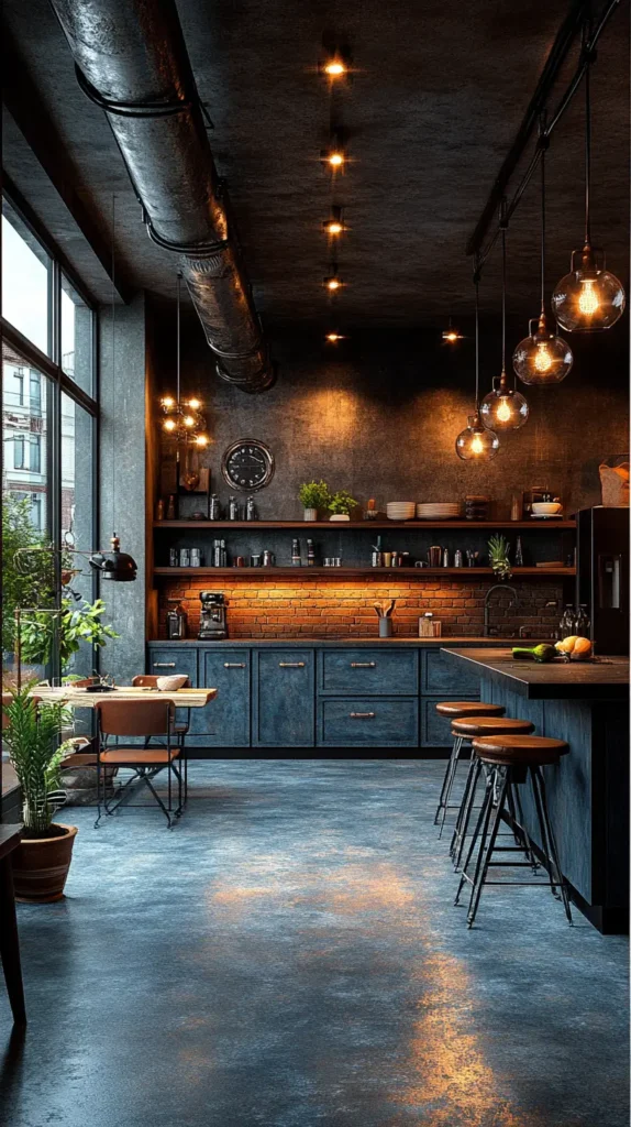 4. Industrial Black Kitchen Design