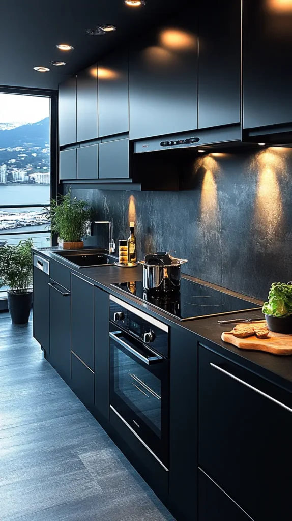 8. Two-Tone Black and Grey Kitchen